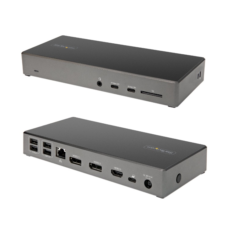 Docking Startech Station USB C - Dock USB Tipo C de 3 Monitores 4K con DP 1.4 y DSC  2x DP y 1x HDMI   PD de 100W  6x USB (2x 10Gbps) - 3 Pantallas