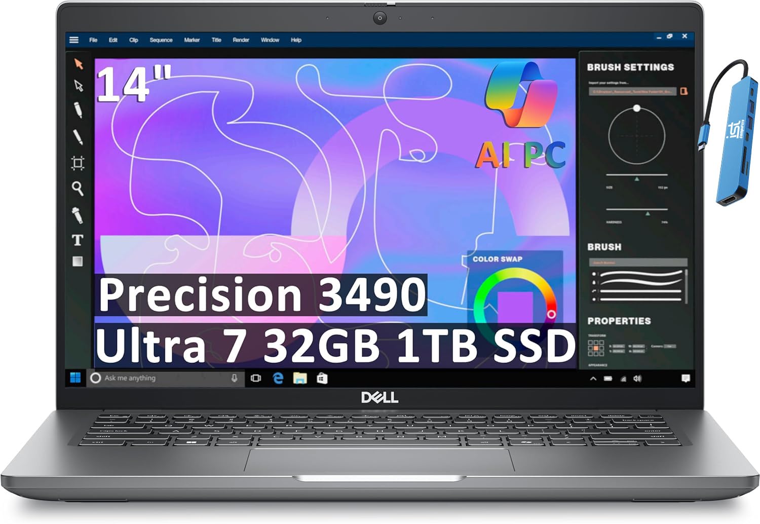 Laptop Dell Precision 3490 Intel Ultra 7-165H 14 pulg 32GB 512GB SSD NVIDIA RTX 500 4GB Windows 11 Pro