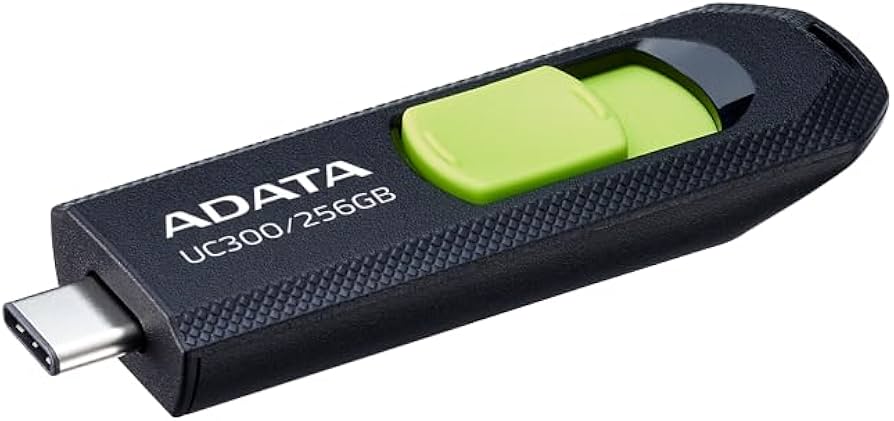 Memoria ADATA 256GB USB-C CHOICE UC300 3.2 Negro con Verde ACHO-UC300-256G-RBKGN