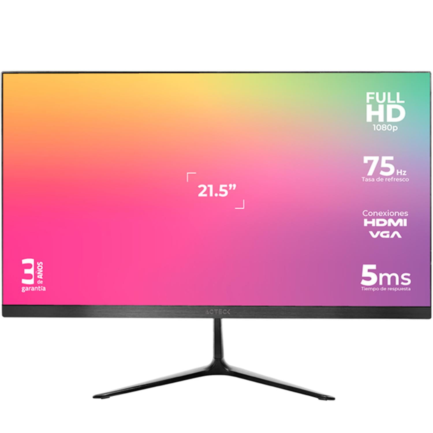 Monitor ACTECK 21.5 LED CAPTIVE VIVID SP215 HDMI VGA plano 75HZ negro