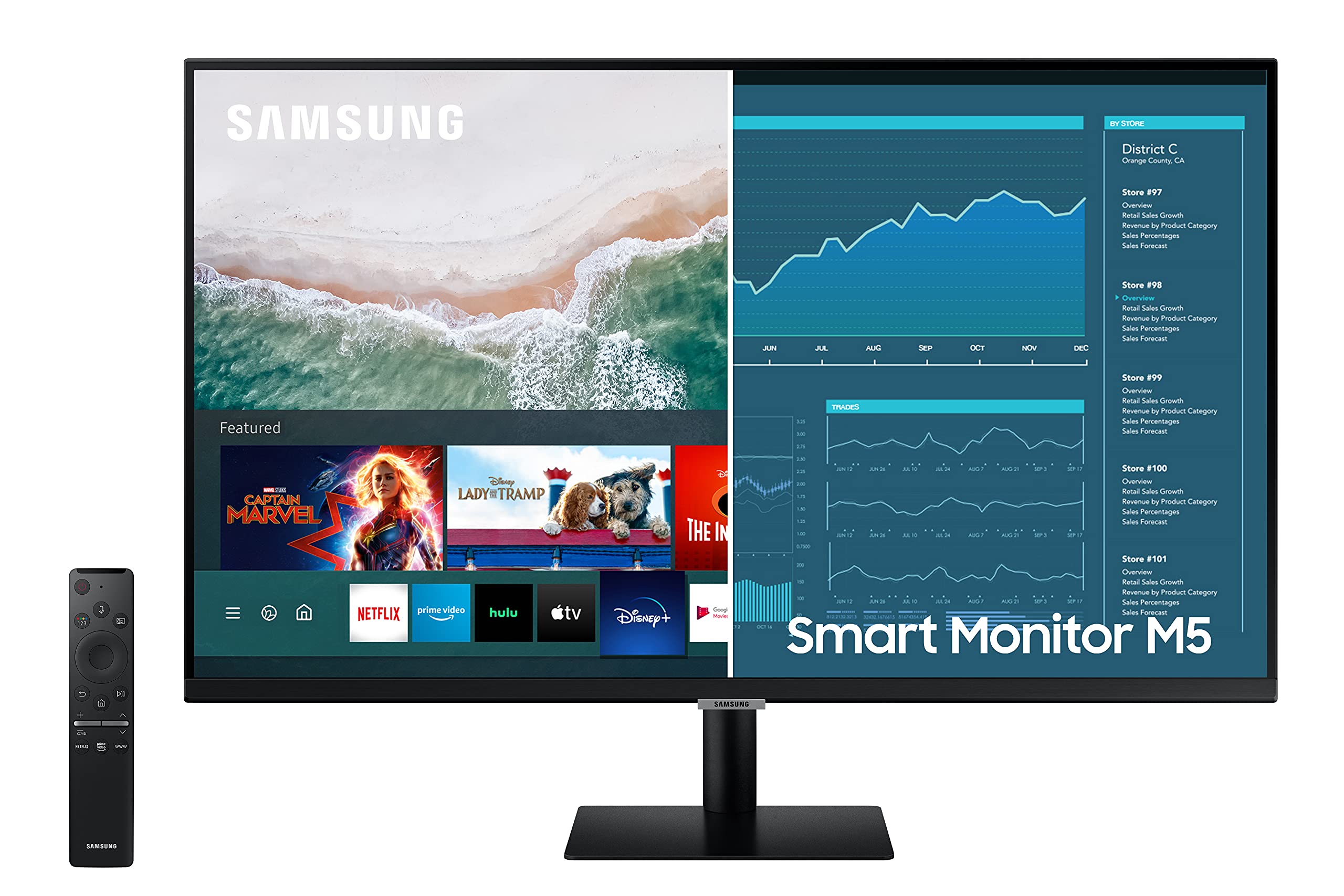 Monitor Samsung LED inteligente 1920*1080 27 pulg 60Hz Full HD Netflix YouTube Disney 2HDMI VESA Bocinas Integradas Negro