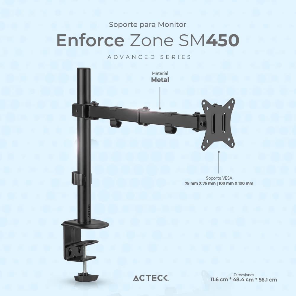 Soporte de Pared Articulado Acteck para Pantalla de 37- 80 Enforce Motion SP484 Negro Advanced Series Peso Soportado 40kg