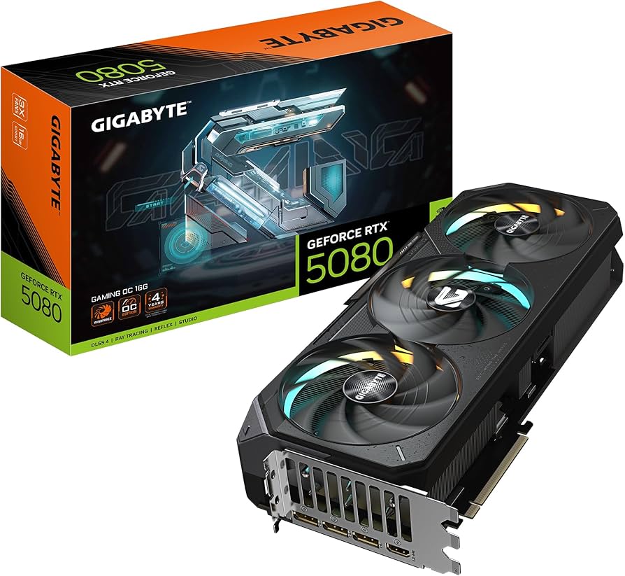 Tarjeta de video Gigabyte 16GB GeForce RTX 5080 GAMING RGB 3xfan GDDR7 DLSS 4 OC 2xHDMI 3xDP GV-N5080GAMING OC-16GD