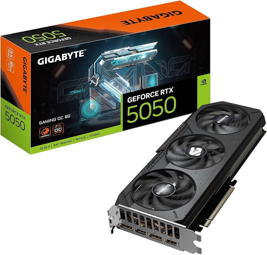 Tarjeta de Video Gigabyte 8GB GeForce RTX 5050 GAMING OC 2632mhz 3xFAN GDDR6 2xHDMI 2xDP GV-N5050GAMING OC-8GD
